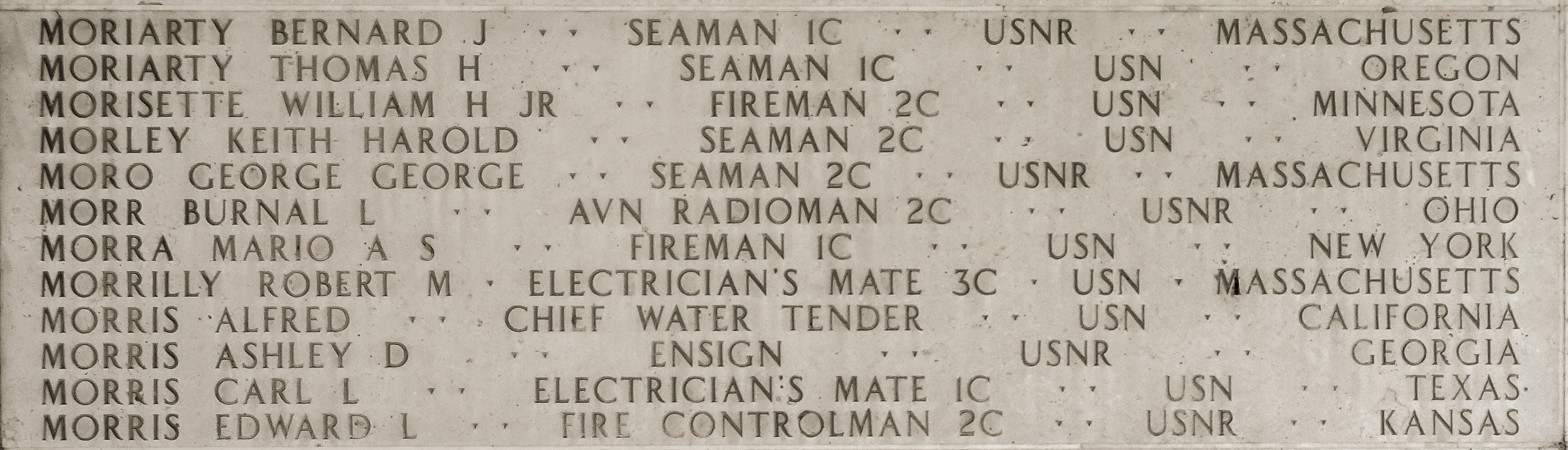 Robert M. Morrilly, Electrician's Mate Third Class